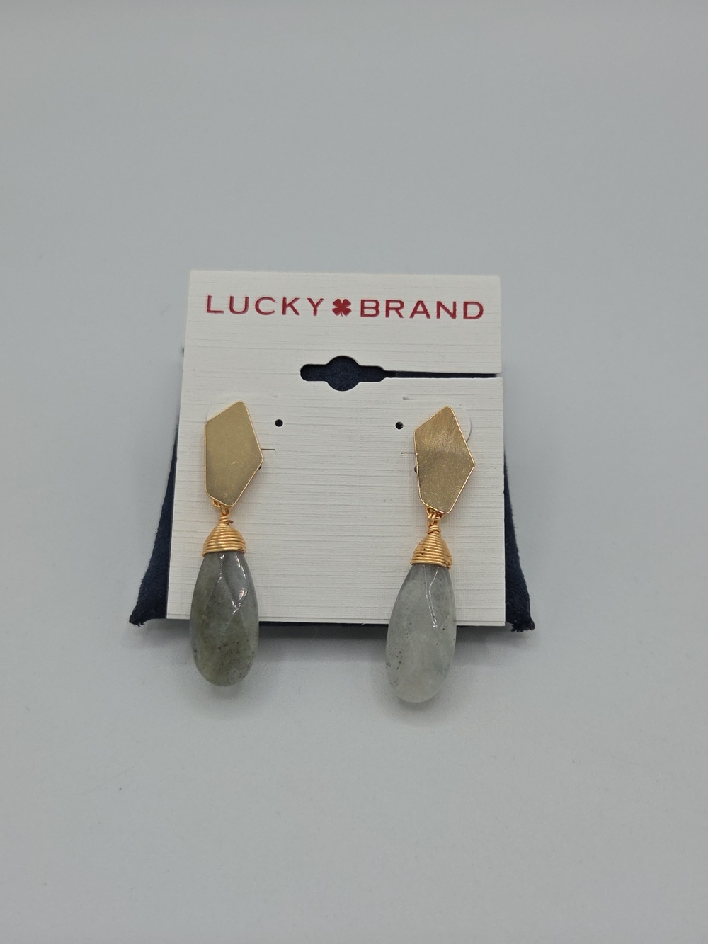 5 for $25! Lucky Brand Gold Tone and Green Teardrop Dangle Earrings